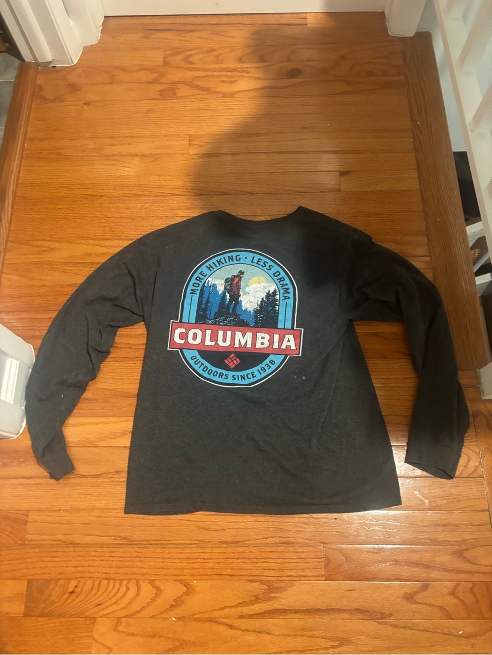 Columbia Black Long Sleeve Tee with Blue and Red Outdoor Badge